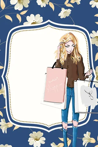 蓝色卡通购物广告高清