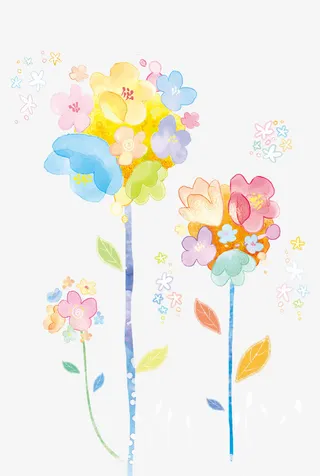 梦幻彩色花免抠