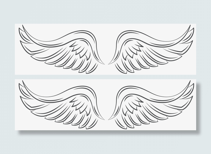 弧形矢量卡通翅膀免抠