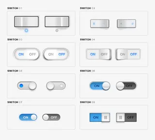 很多开关按钮PSD素材免抠