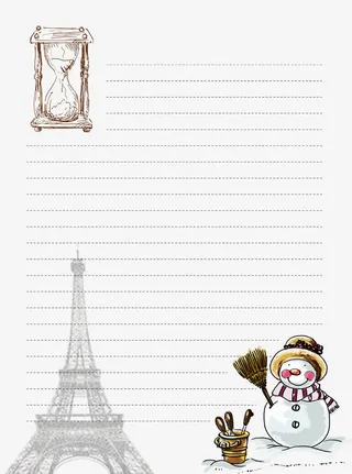 雪人装饰的信纸免抠