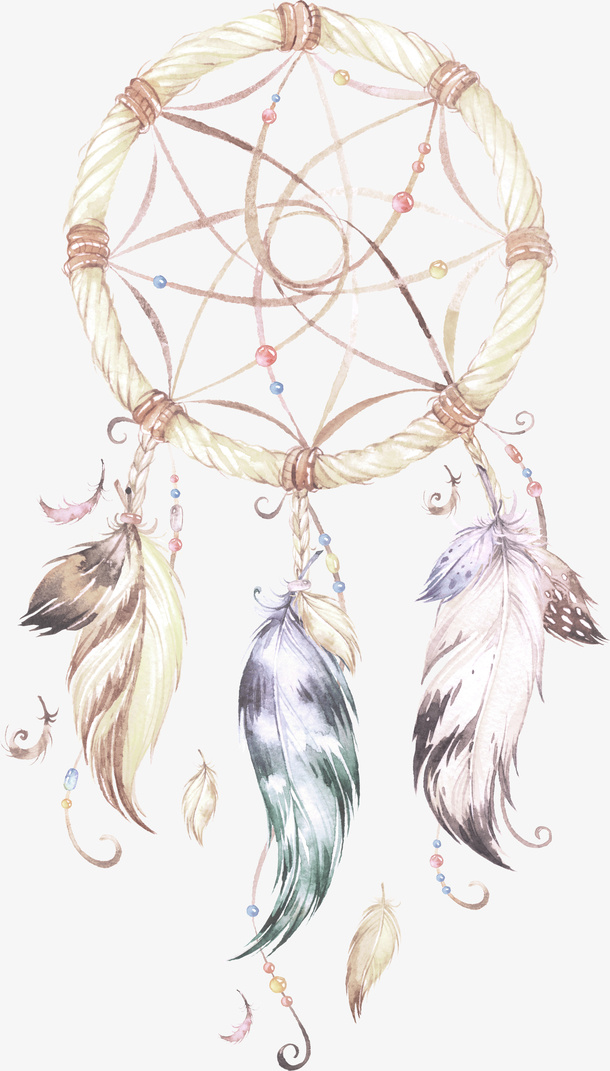 羽毛挂饰圆环风铃免抠