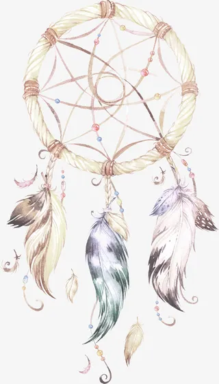 羽毛挂饰圆环风铃免抠