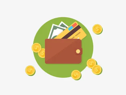 钱包里露出的现金与银行卡免抠标签元素