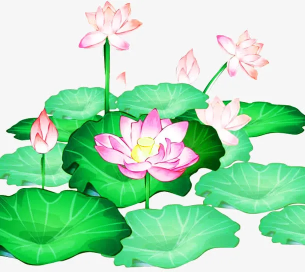 手绘水墨荷图片素材免抠