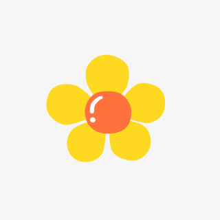 黄色卡通小花5朵花瓣免抠