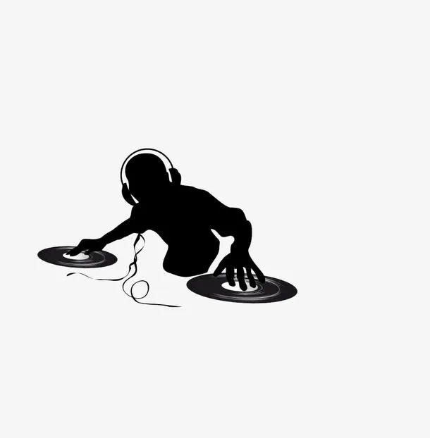 手绘拿唱片的人免抠