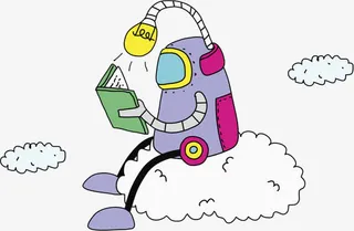 看书的机器人免抠