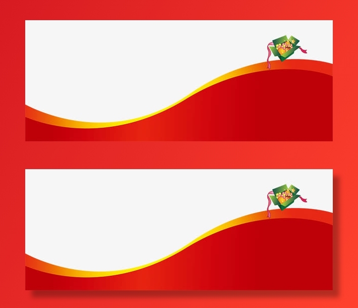 喜庆红色弧形边框免抠漂浮彩带元素