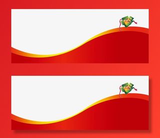 喜庆红色弧形边框免抠漂浮彩带元素