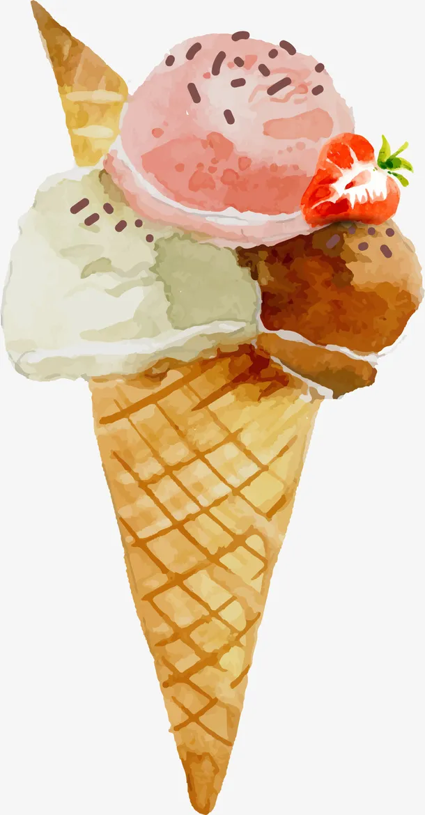 卡通冷饮冰淇淋插画设计免抠