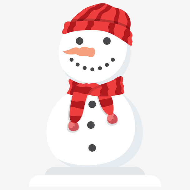 戴红色帽子的雪人免抠
