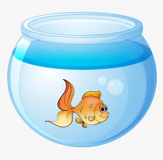 手绘矢量金鱼缸免抠