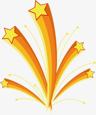 金色喷射惊喜五角星国庆素材免抠