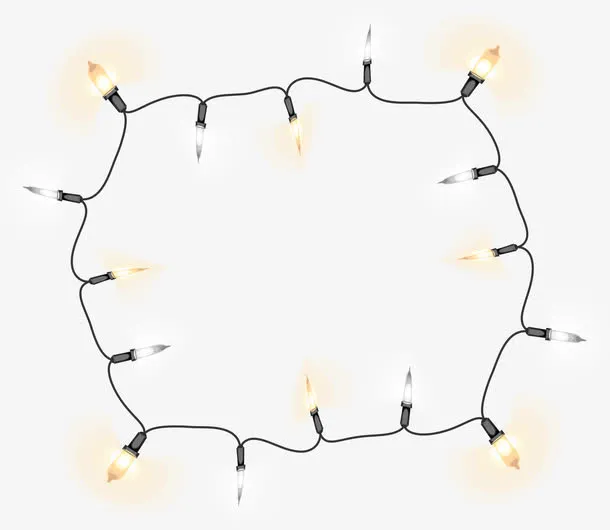 小清新黄色彩灯免抠
