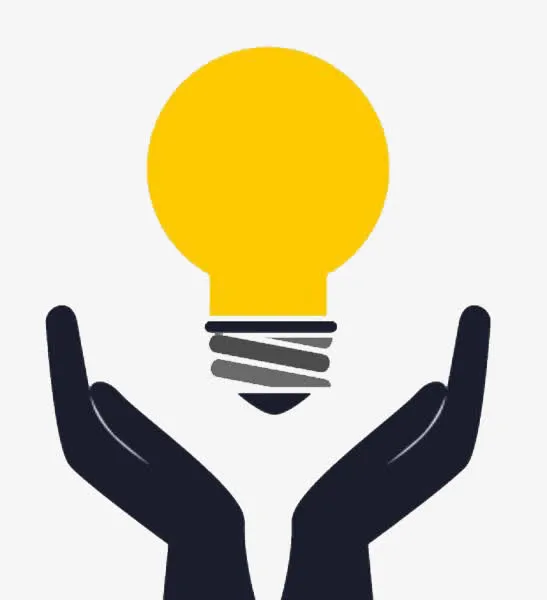 双手捧着灯泡免抠
