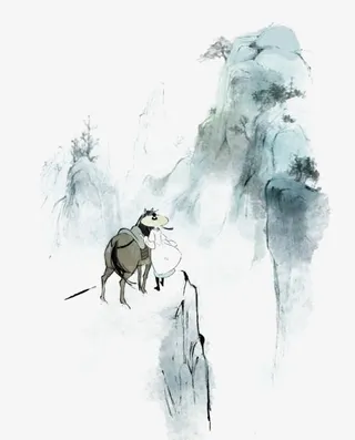 古典山水插画效果图免抠