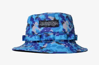 蓝色迷彩渔夫帽PNG免抠