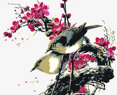 手绘枝干上的麻雀七夕情人节免抠