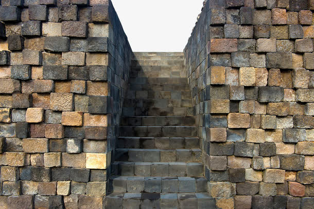 立体建筑石墙台阶免抠