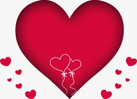 红色情人节渐变爱心免抠
