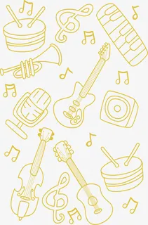 卡通手绘乐器免抠