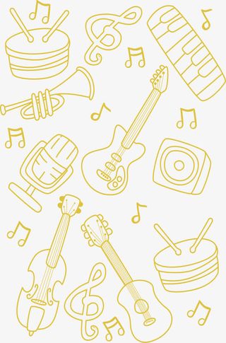 卡通手绘乐器免抠