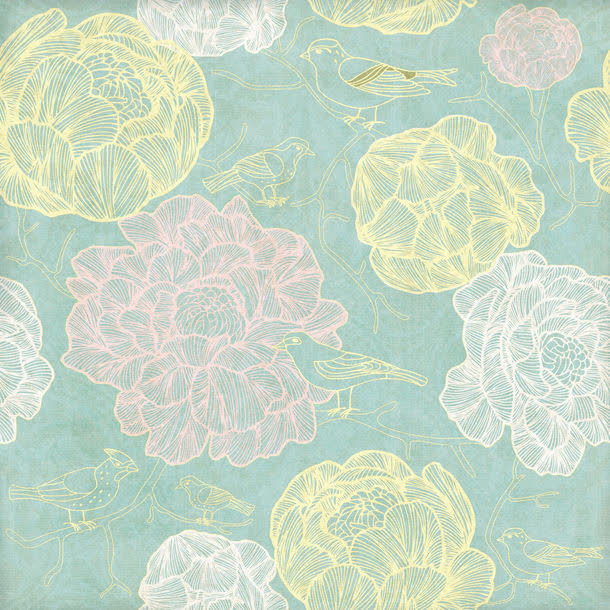 怀旧花鸟图案背景