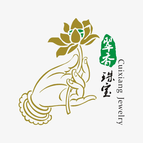 翡翠珠宝佛手莲花图标免抠
