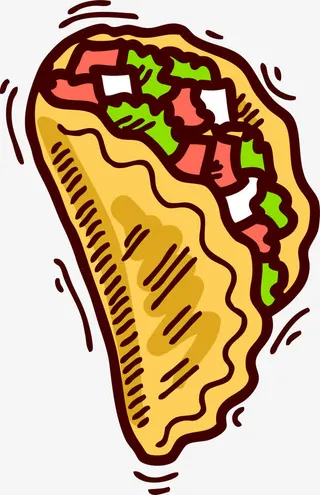 黄色简约手抓饼免抠