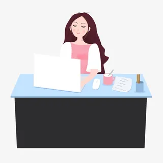 用笔记本电脑办公的白领免抠