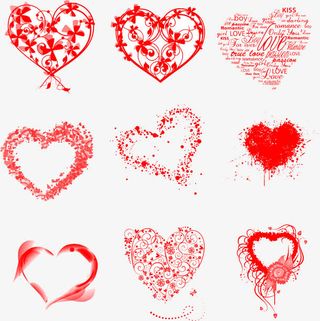红色多款爱心设计免抠