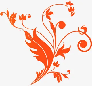 橙色花纹边框设计免抠