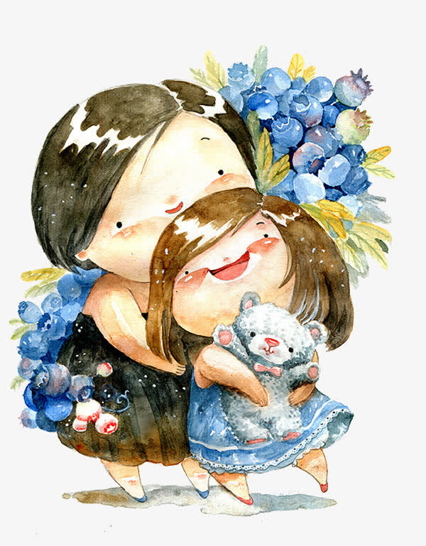 卡通蓝莓和母女免抠