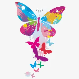 多彩简约蝴蝶免抠