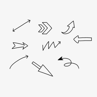 手绘简笔黑白箭头PNG免抠