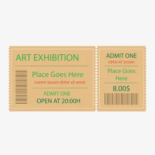 矢量英文降价门票入场券免抠