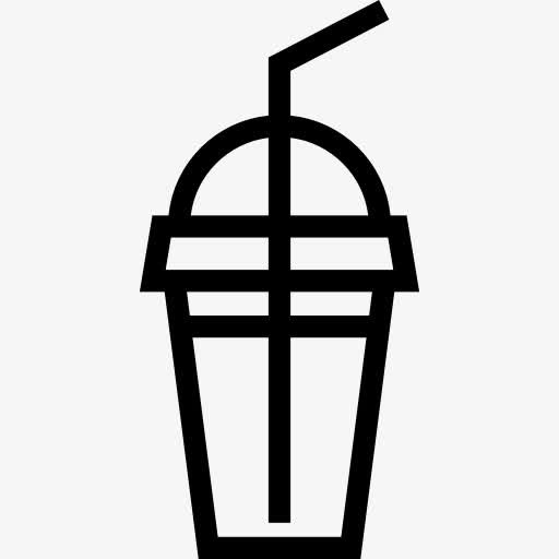 苏打水在塑料杯和Straw 图标免抠