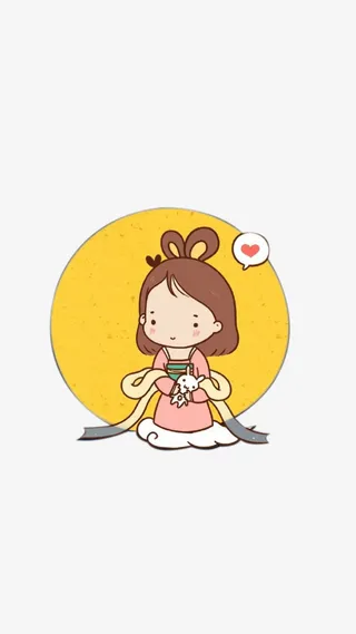 中秋夜可爱月亮上的嫦娥免抠