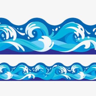 卡通蓝色波浪底纹免抠