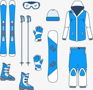 蓝色冬季运动装备免抠