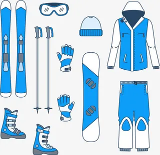 蓝色冬季运动装备免抠