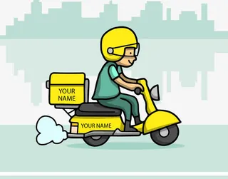 矢量手绘送外卖的小哥免抠