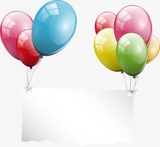 七夕情人节彩色气球卡片免抠