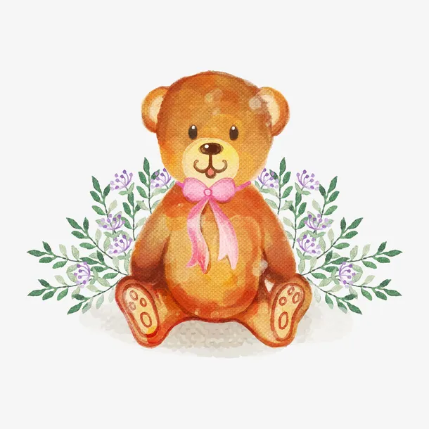手绘可爱泰迪熊公仔元素免抠