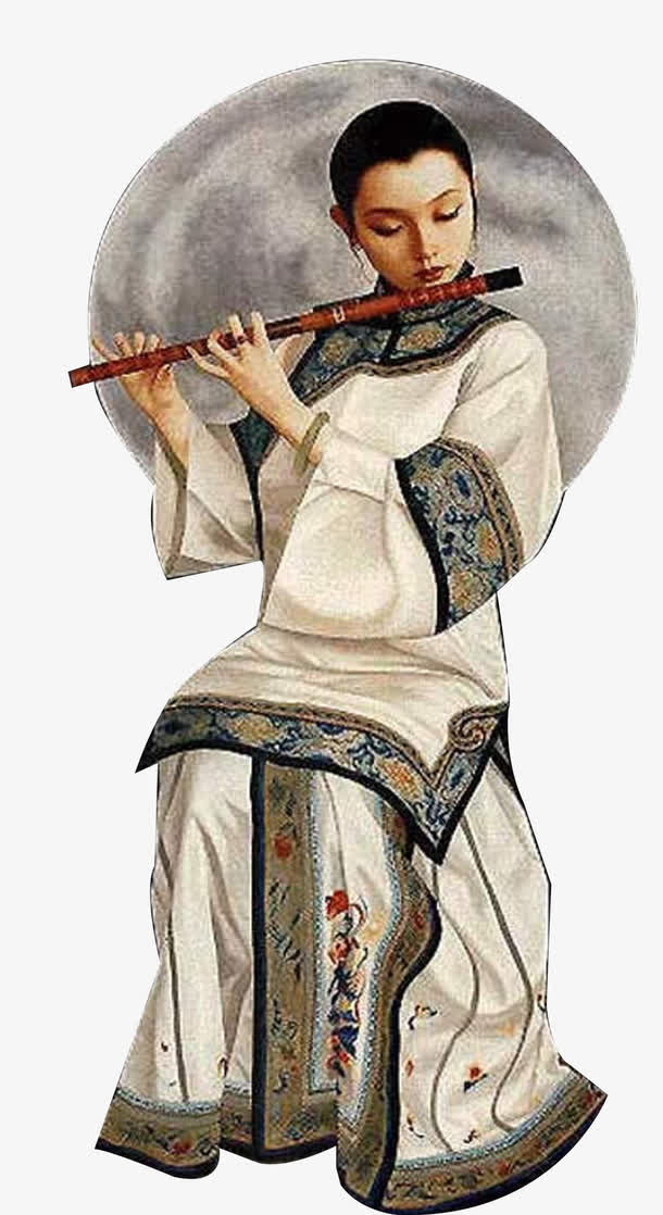 吹笛子的女人免抠