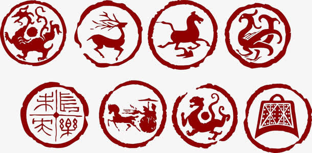 中国古代圆形印章免抠