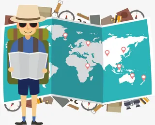 看地图的游客免抠