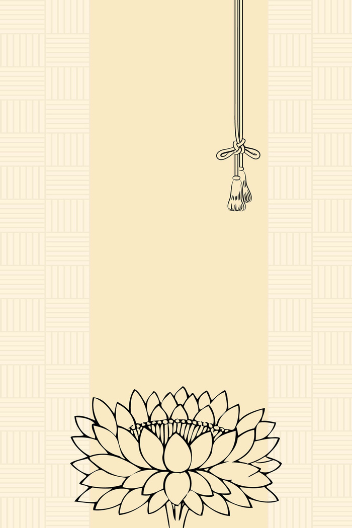 矢量手绘复古莲花禅文化背景高清