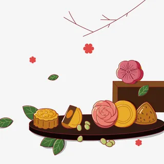 中秋习俗月饼传统元素.png免抠